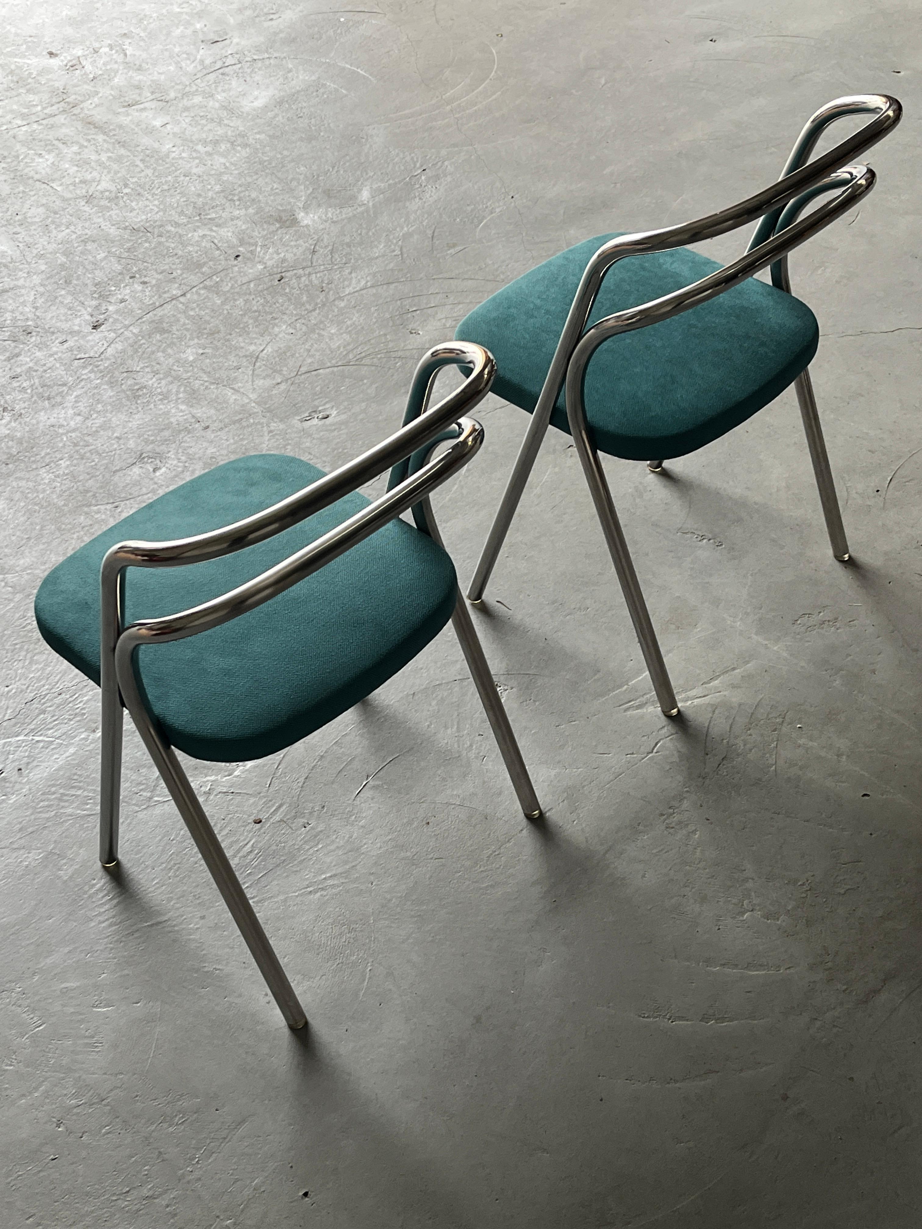 Steel Pair of Vintage Mid-Century 'Santina' Dining Chairs by Carlo Santi for Zanotta For Sale