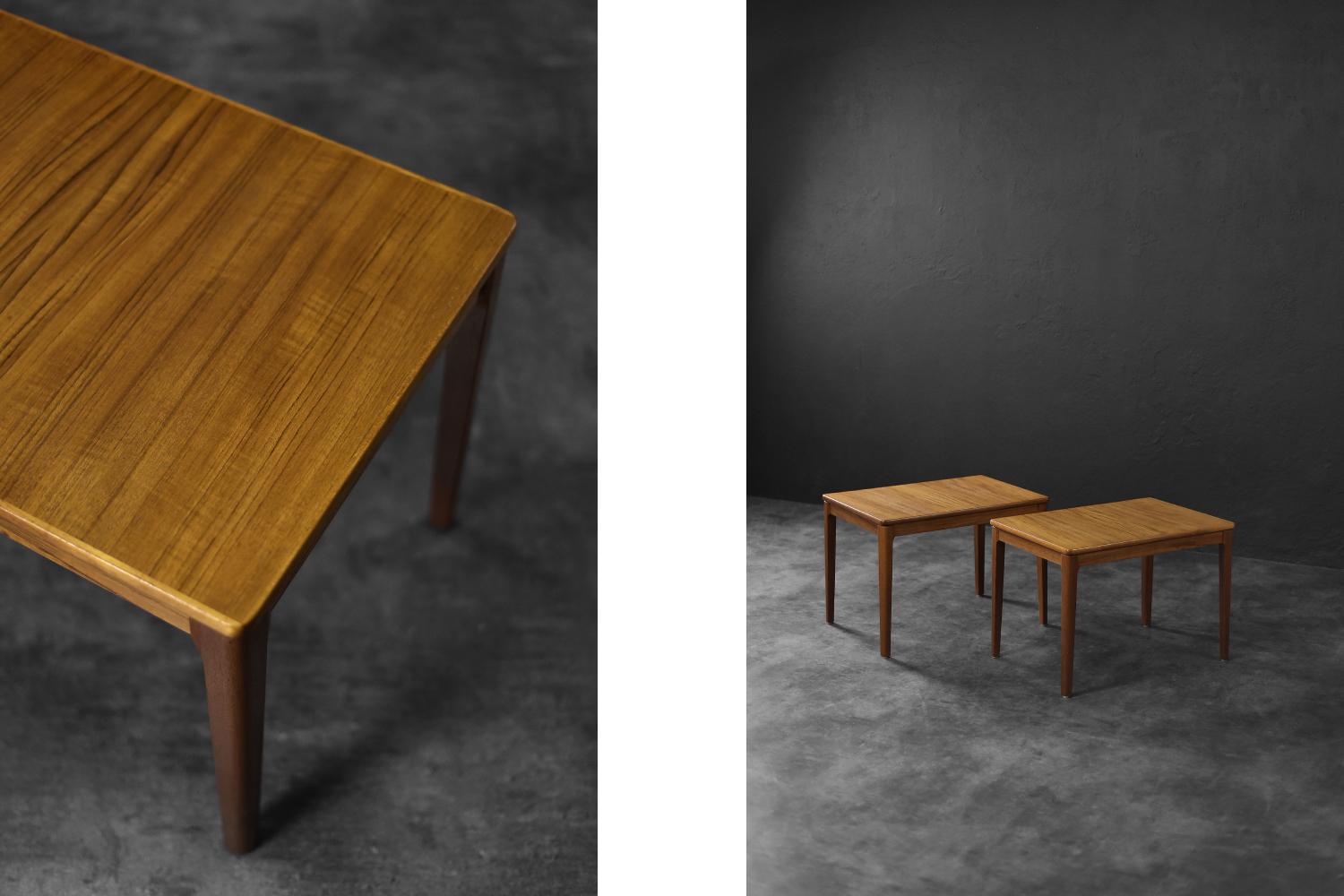 Mid-Century Modern Paire de tables d'appoint en teck brun, Vintage Mid-Century Scandinavian Modern en vente