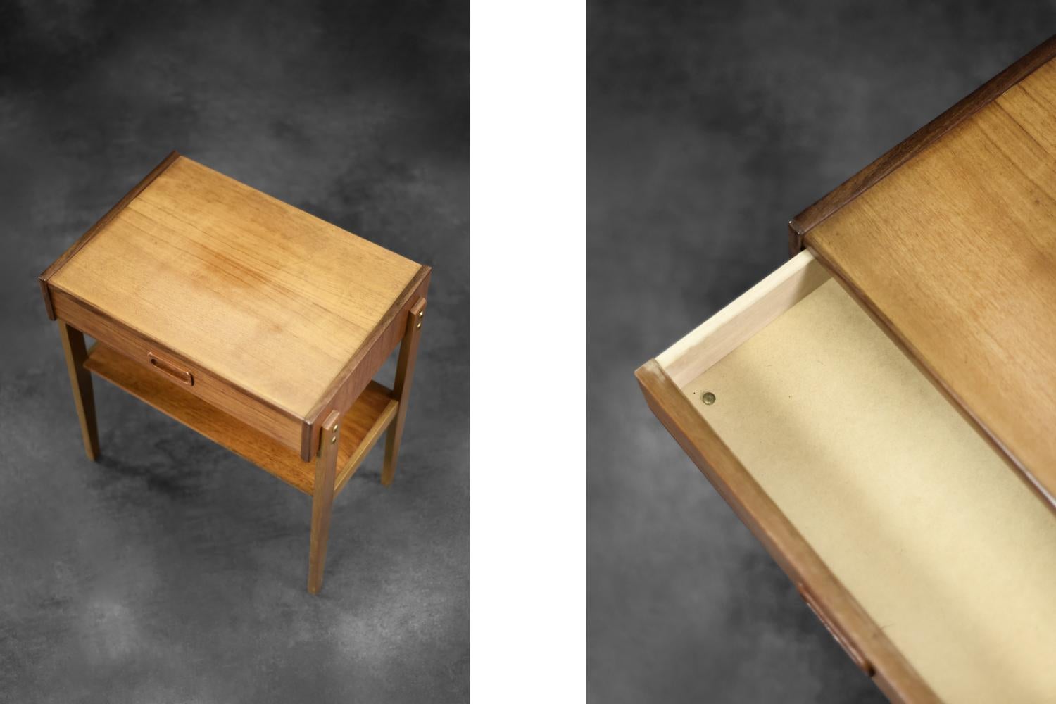 Suédois Paire de tables de nuit en teck, Vintage Mid-Century Scandinavian Modern, 1960s en vente