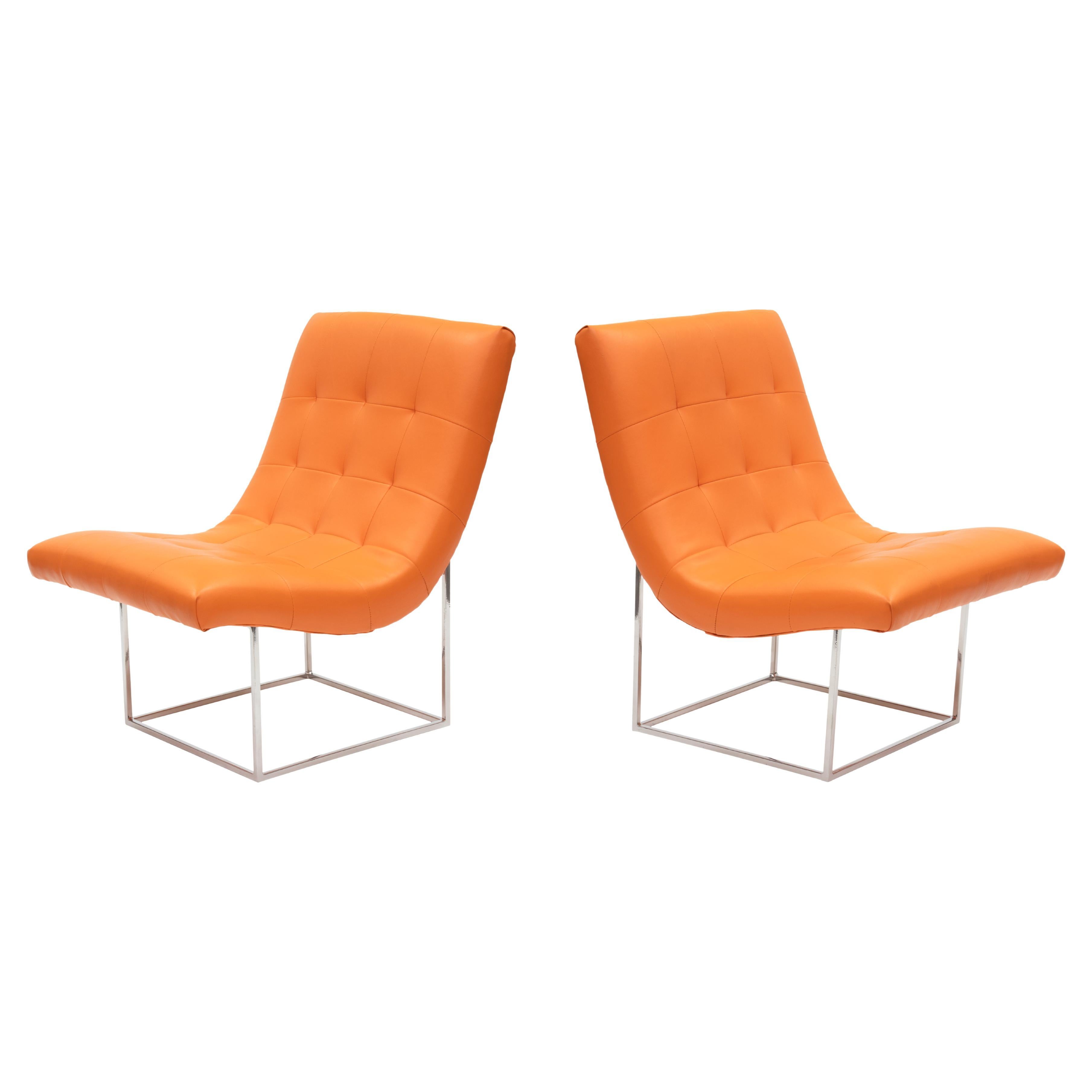 Pair of Vintage Mid Century Scoop Chairs by Milo Baughman