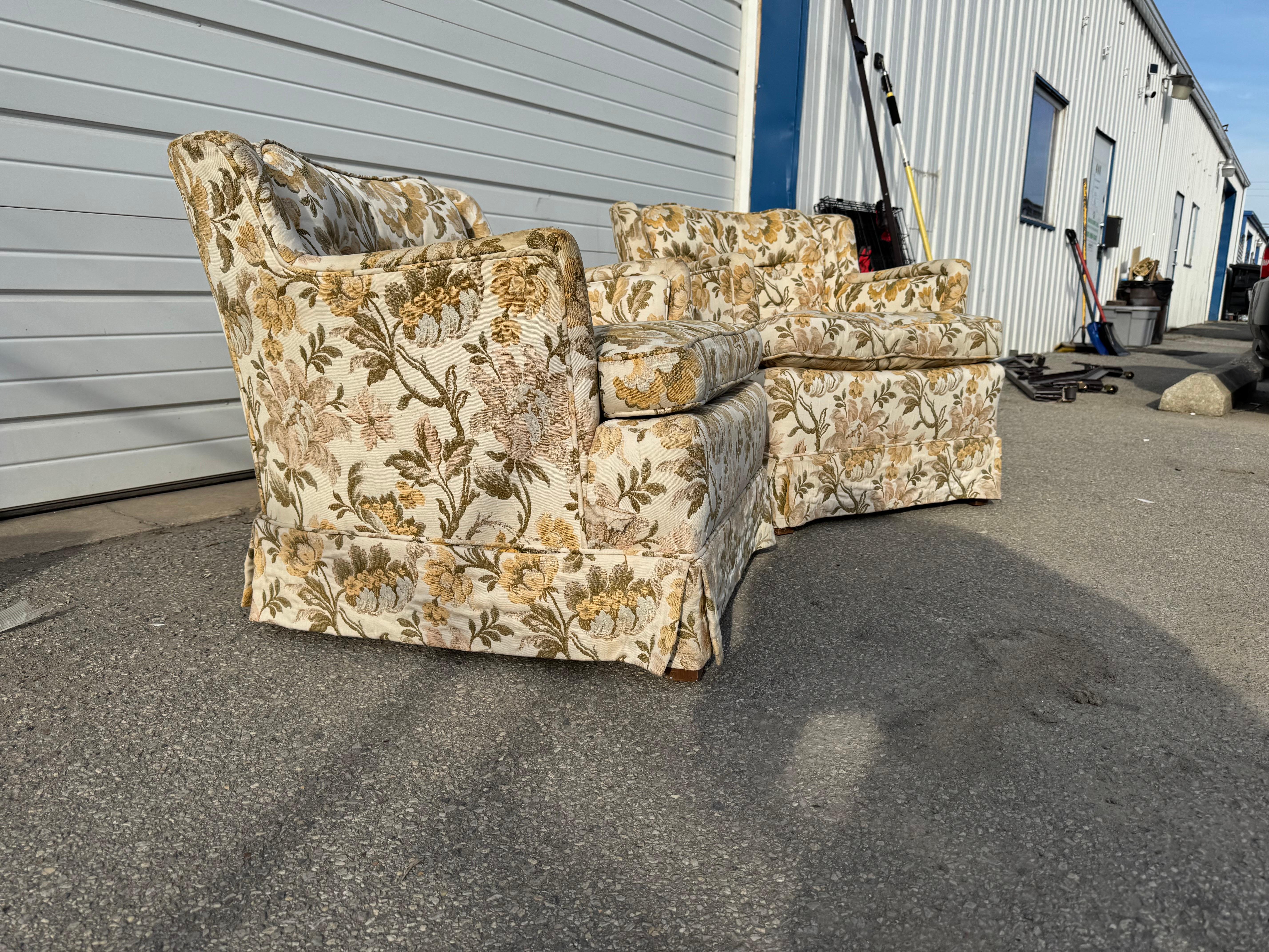Pair of Vintage Mid-Century Selig Style  Club Chairs

Offered is a pair of vintage mid-century club chairs.  The pair features a tufted curved back. The chairs have low back and are quite comfortable. These chairs have great lines and are similar in