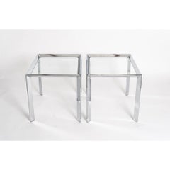 Pair of Vintage Midcentury Side Tables in Chrome & Glass, circa 1970