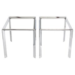 Pair of Vintage Midcentury Side Tables in Chrome & Glass, circa 1970