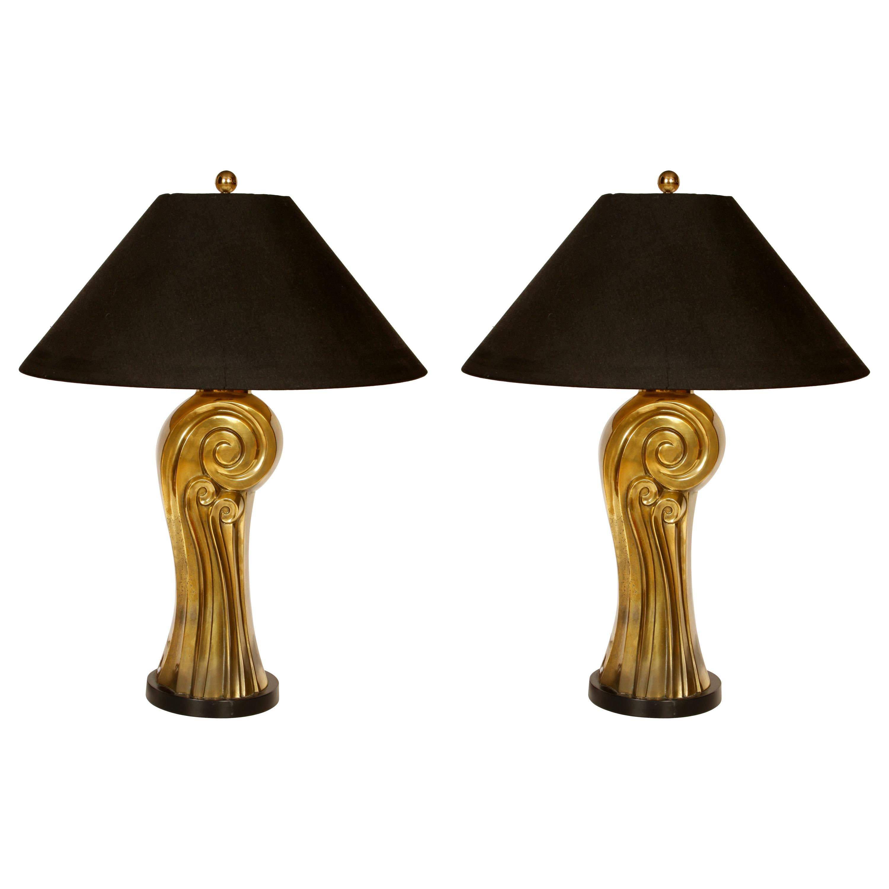 Pair of Vintage Midcentury Swirl Lamps