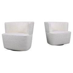 Pair of Modern Boucle Swivel Chairs