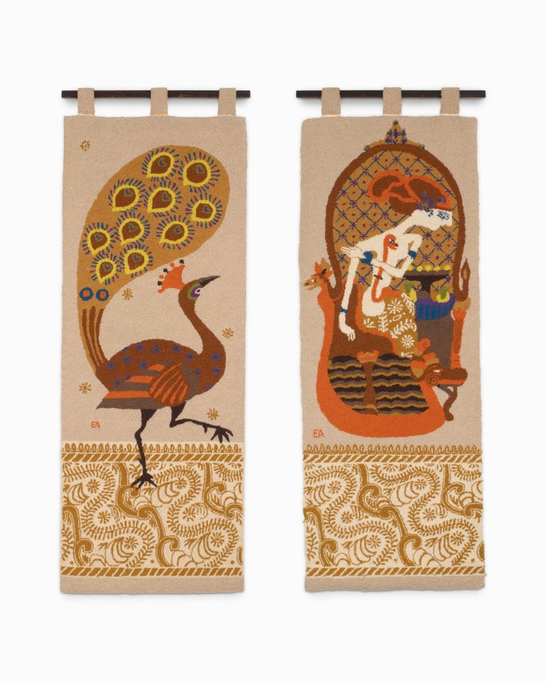 Pair of Vintage MidCentury Tapestries by Evelyn Ackerman For Sale at