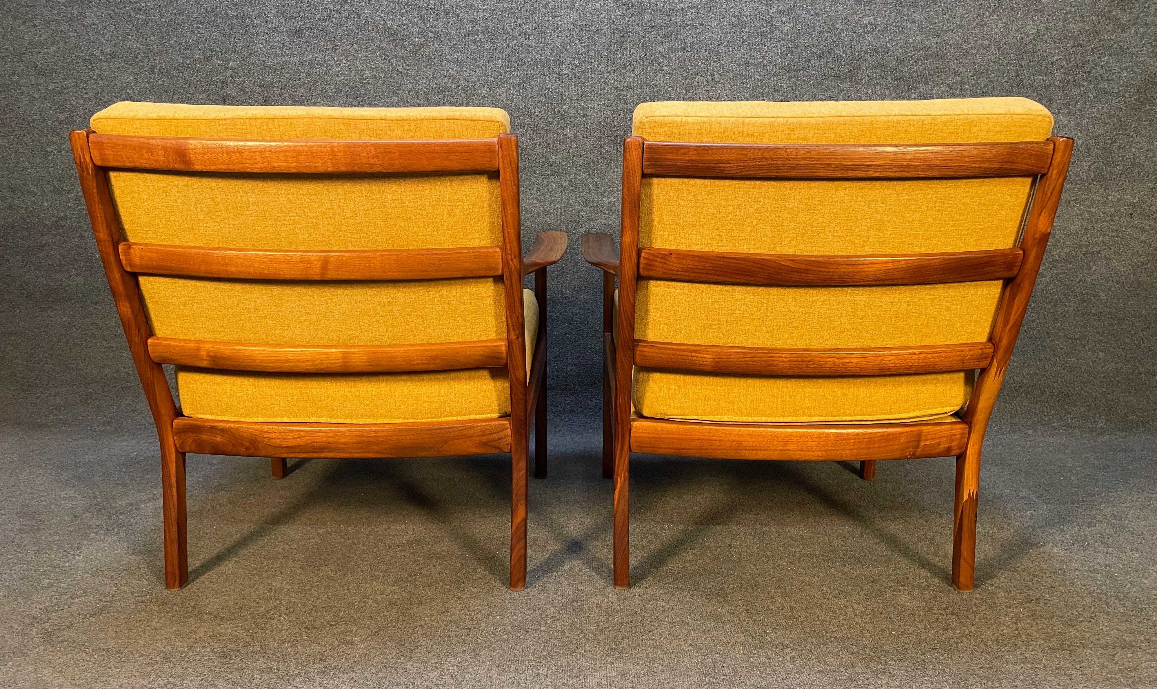 Pair of Vintage Midcentury Walnut Lounge Chairs 