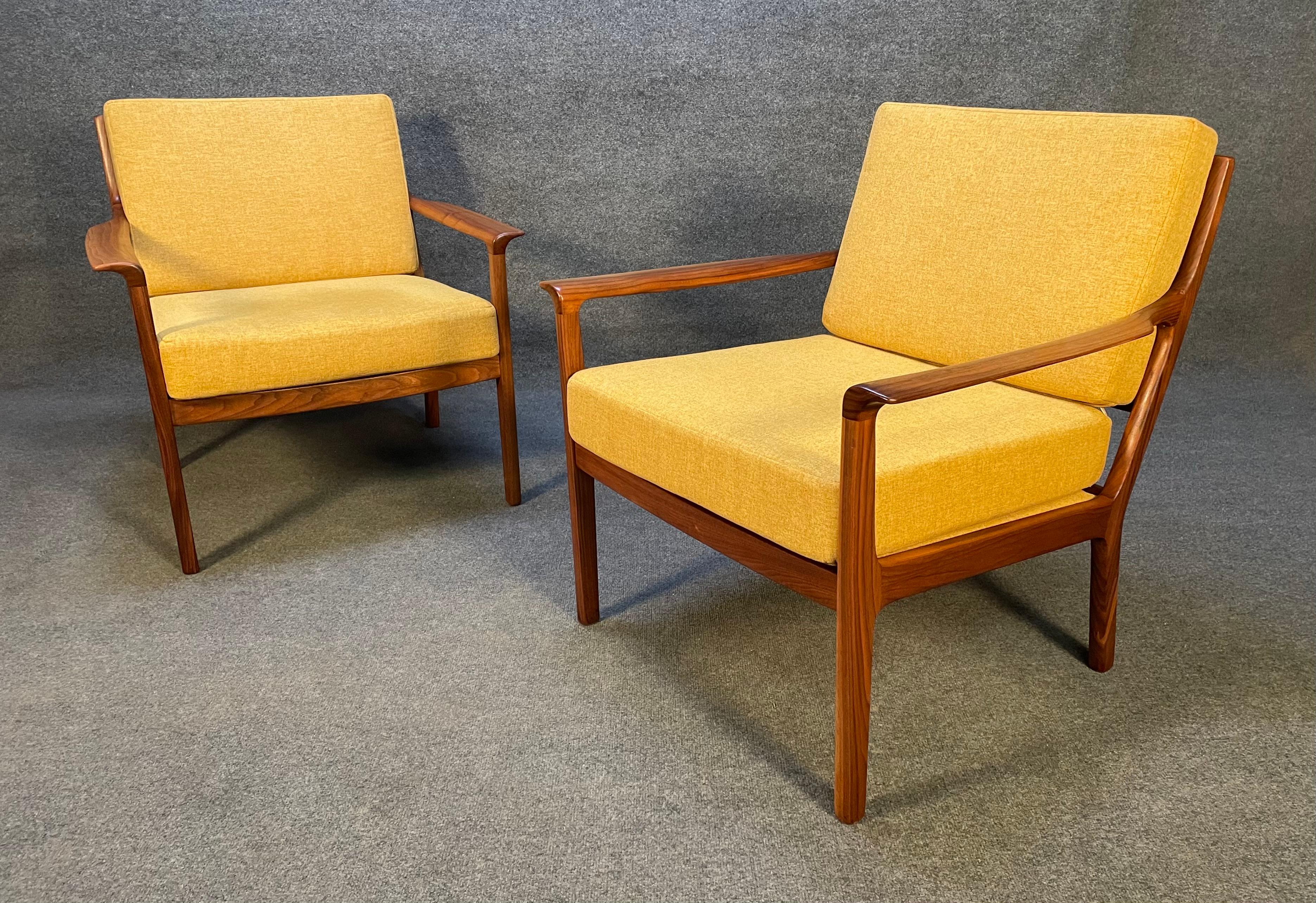 Pair of Vintage Midcentury Walnut Lounge Chairs 