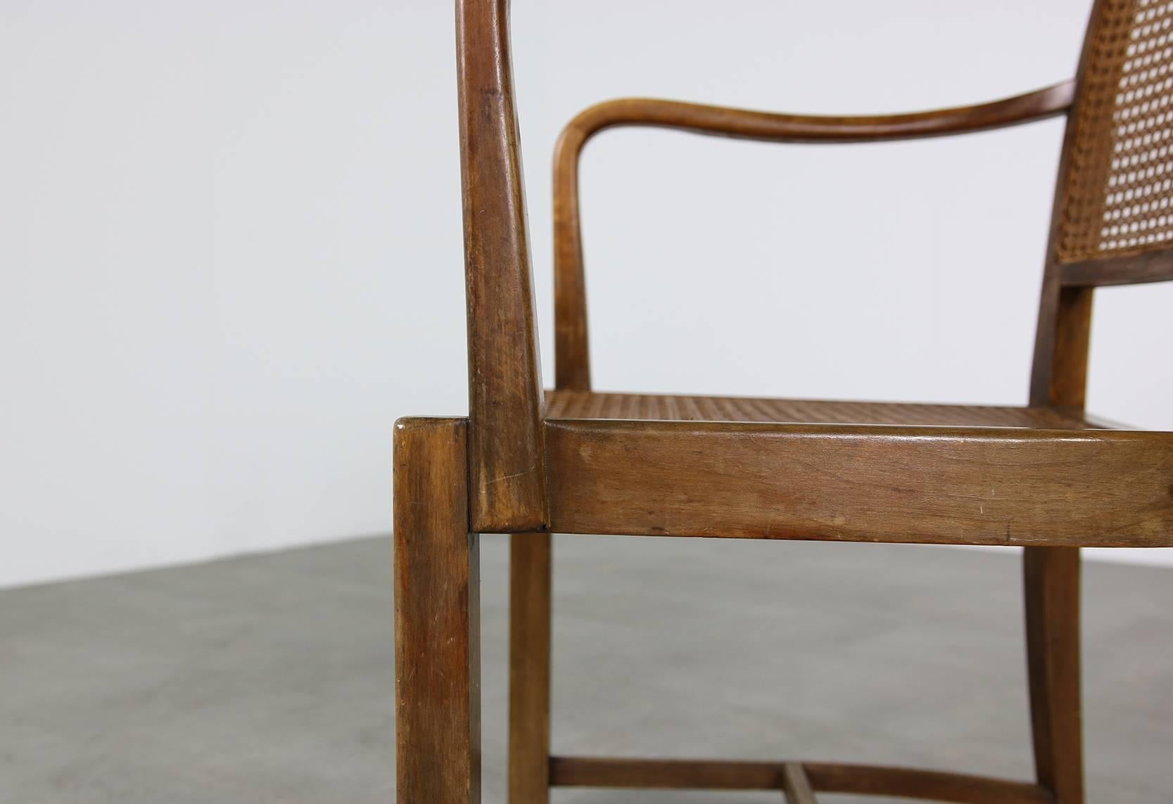 Mid-Century Modern Pair of Vintage Midcentury Bentwood and Cane Chairs 1950s Post War Modern For Sale