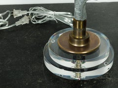 Pair of Vintage Midcentury Conch Shell Table Lamps Mounted on Lucite Bases