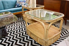Pair of Vintage Midcentury Modern Rattan Endtables