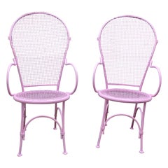 Pair of Vintage Midcentury Modern Russell Woodard Tall Back Arm Chairs