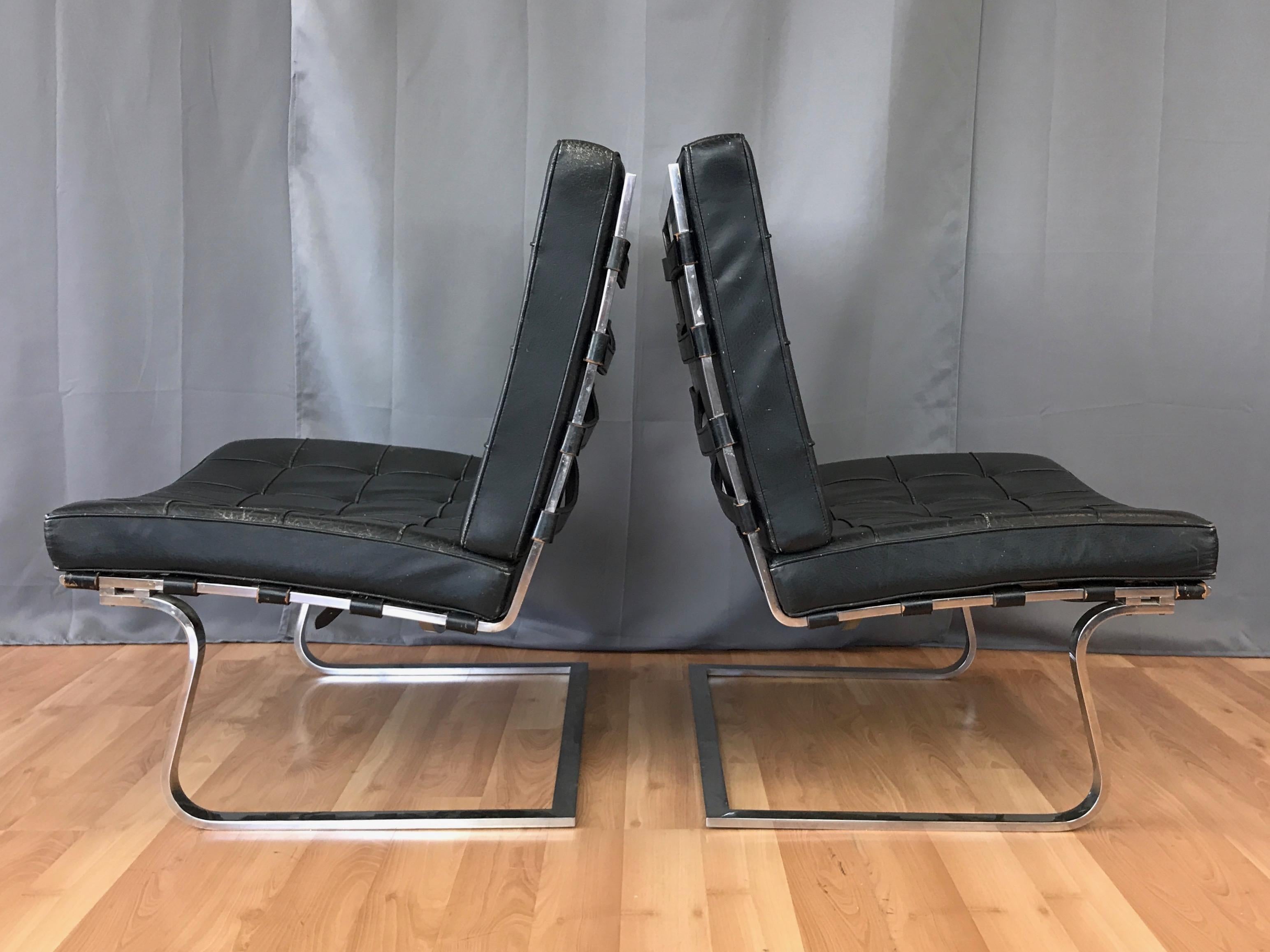 Mid-Century Modern Pair of Mies van der Rohe for Knoll International MR70 Tugendhat Chairs, 1960s
