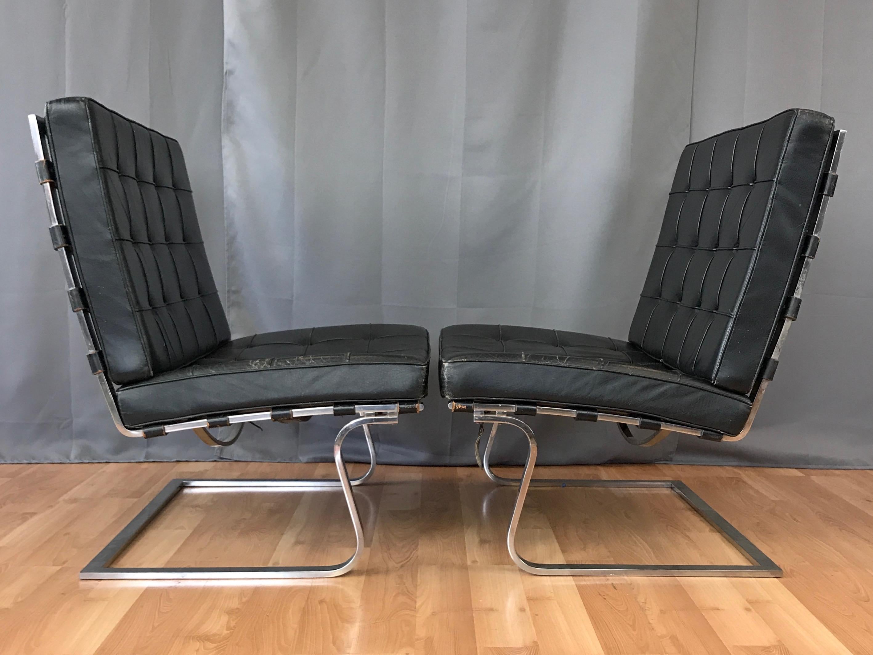 Polished Pair of Mies van der Rohe for Knoll International MR70 Tugendhat Chairs, 1960s
