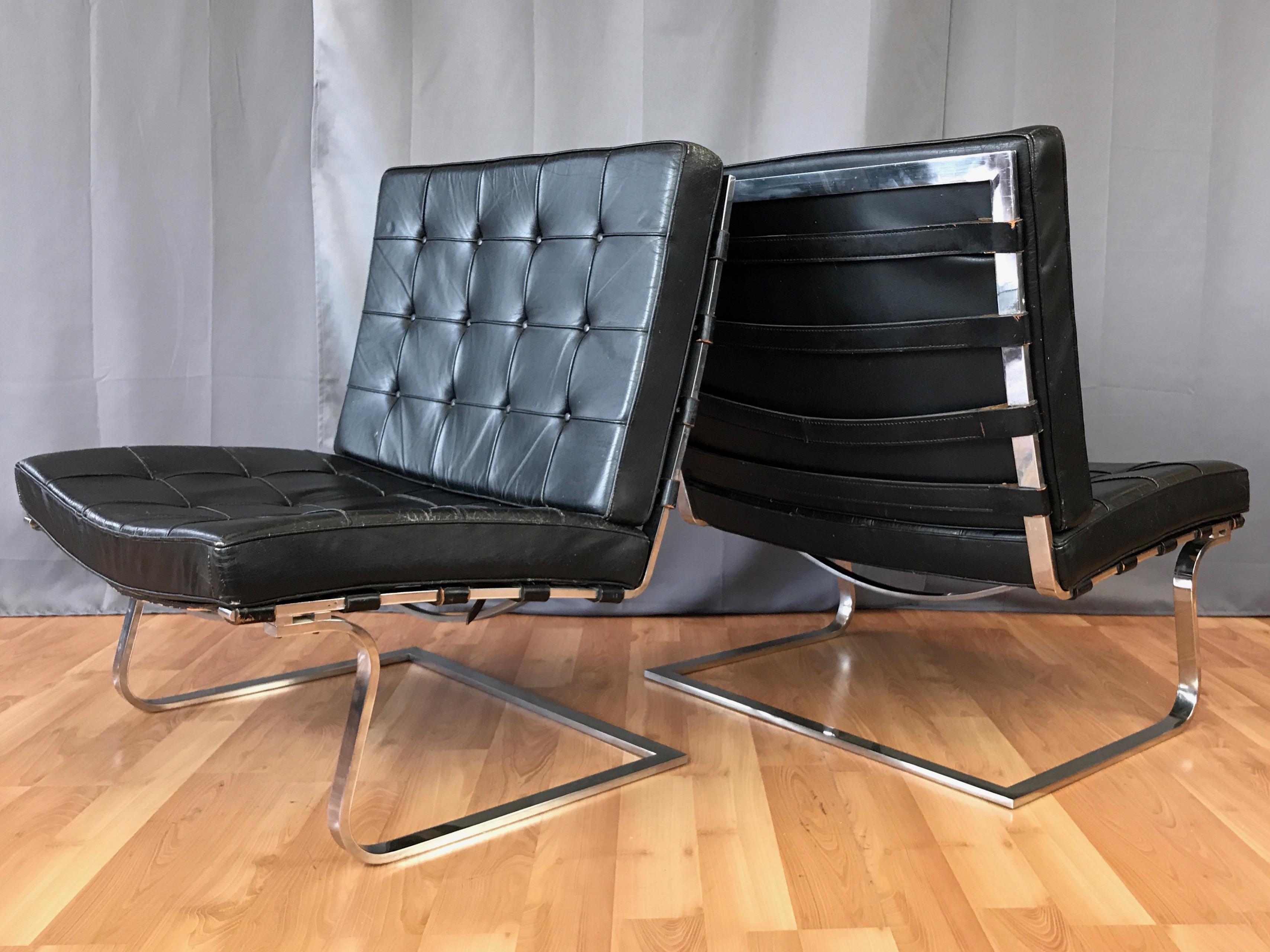 Pair of Mies van der Rohe for Knoll International MR70 Tugendhat Chairs, 1960s In Good Condition In San Francisco, CA