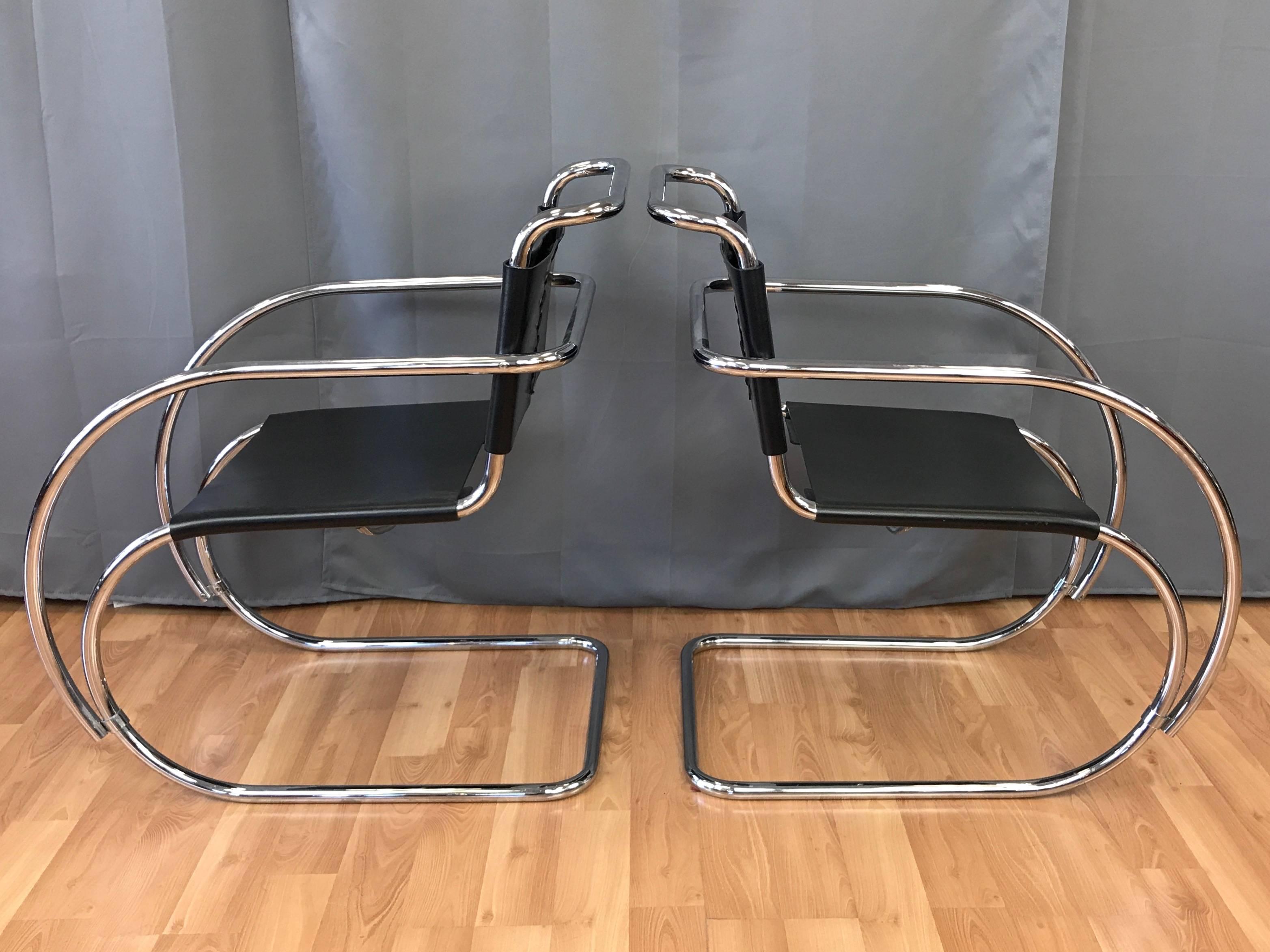 Pair of Vintage Mies van der Rohe MR Armchairs by Stendig In Good Condition In San Francisco, CA