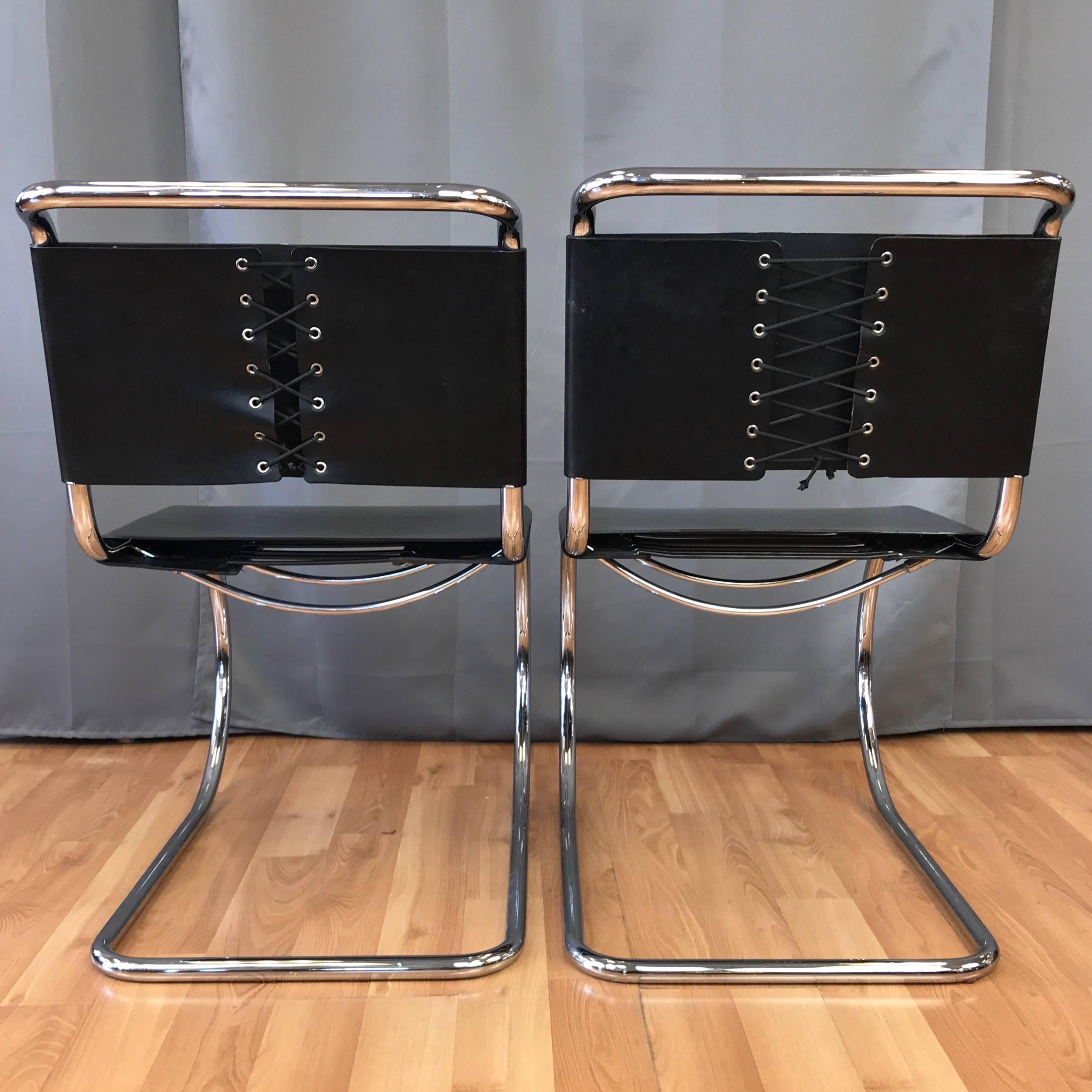 Pair of Vintage Mies van der Rohe MR Side Chairs by Stendig In Good Condition In San Francisco, CA