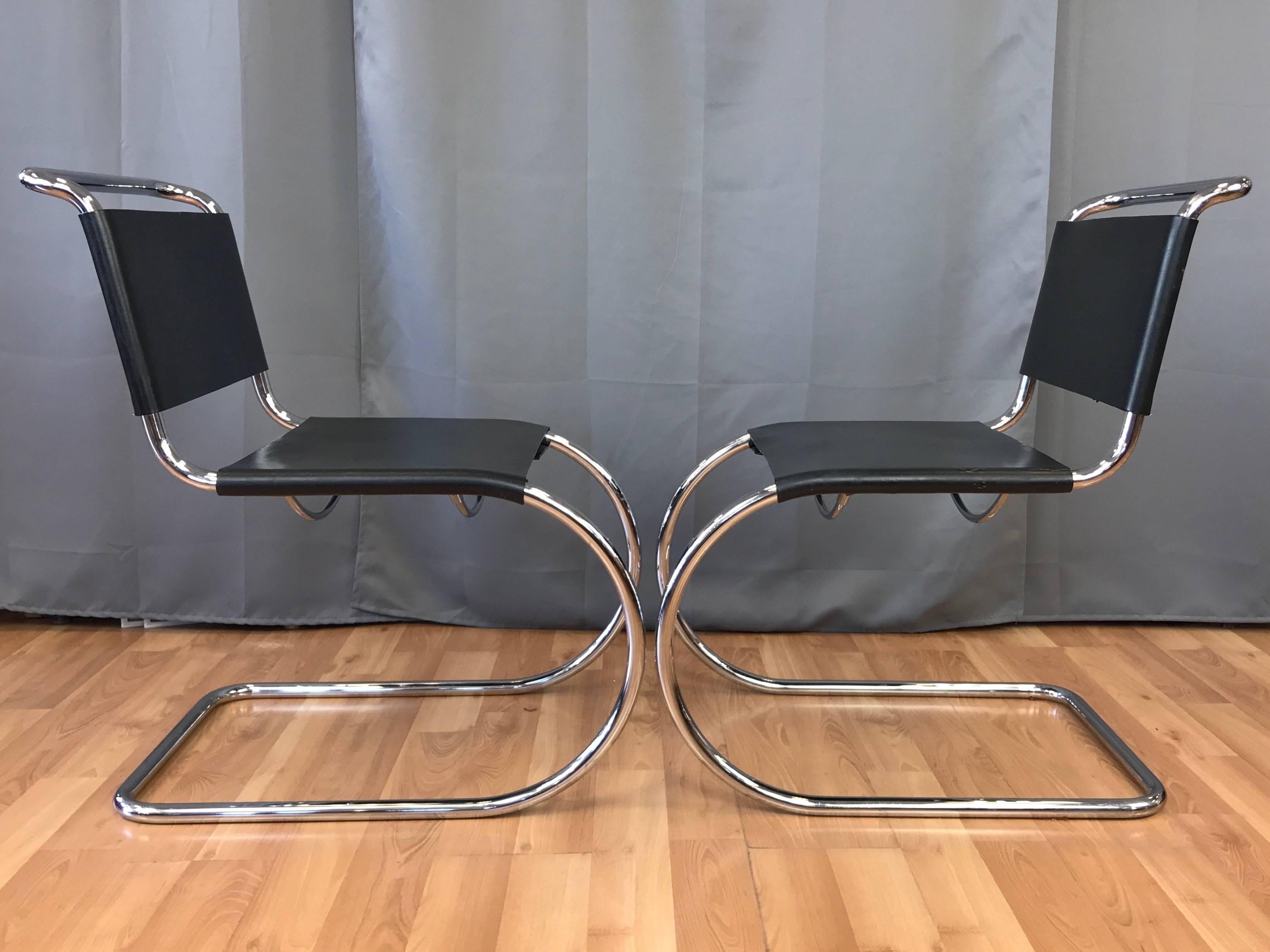 Late 20th Century Pair of Vintage Mies van der Rohe MR Side Chairs by Stendig