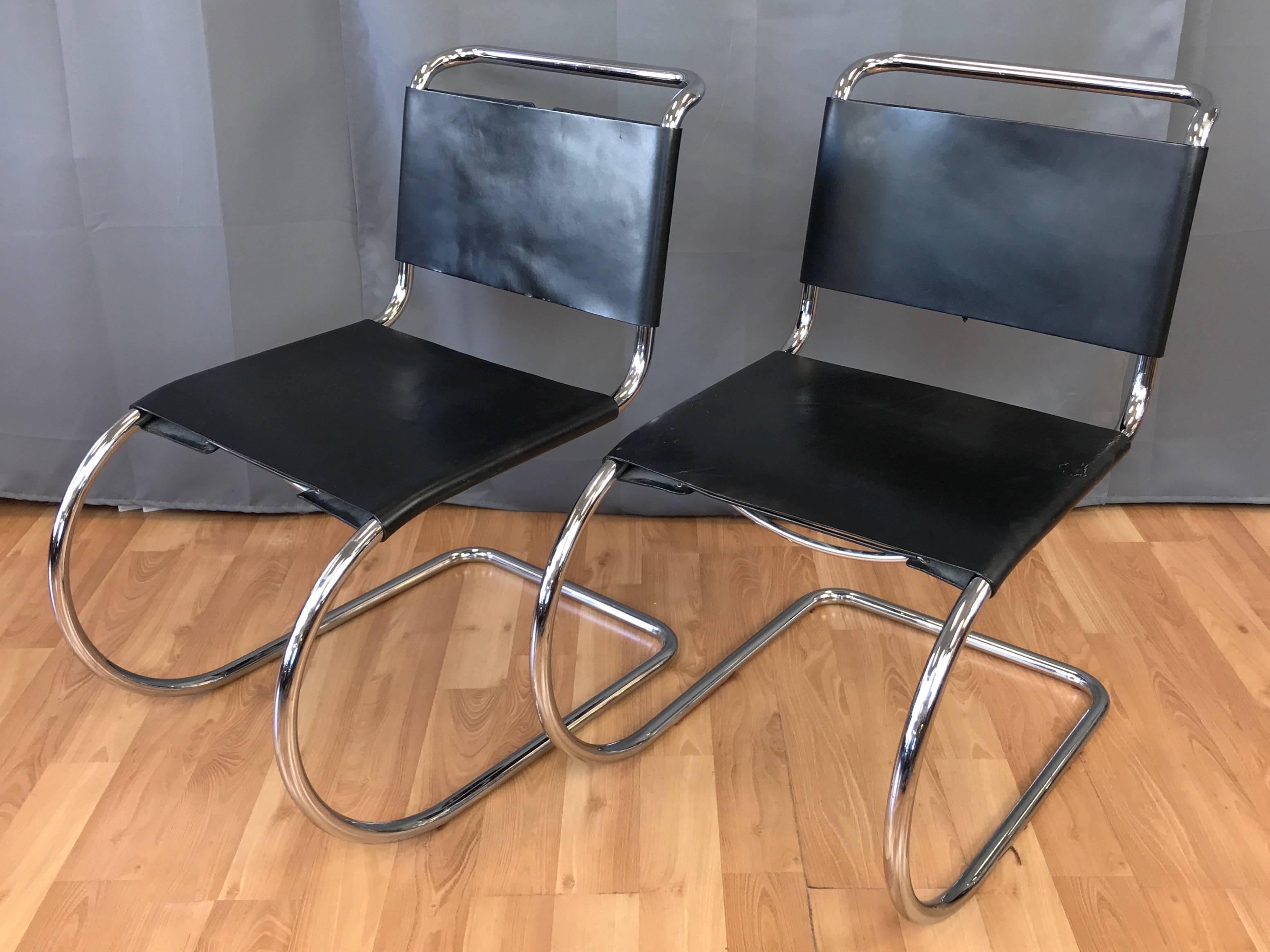 Pair of Vintage Mies van der Rohe MR Side Chairs by Stendig 1