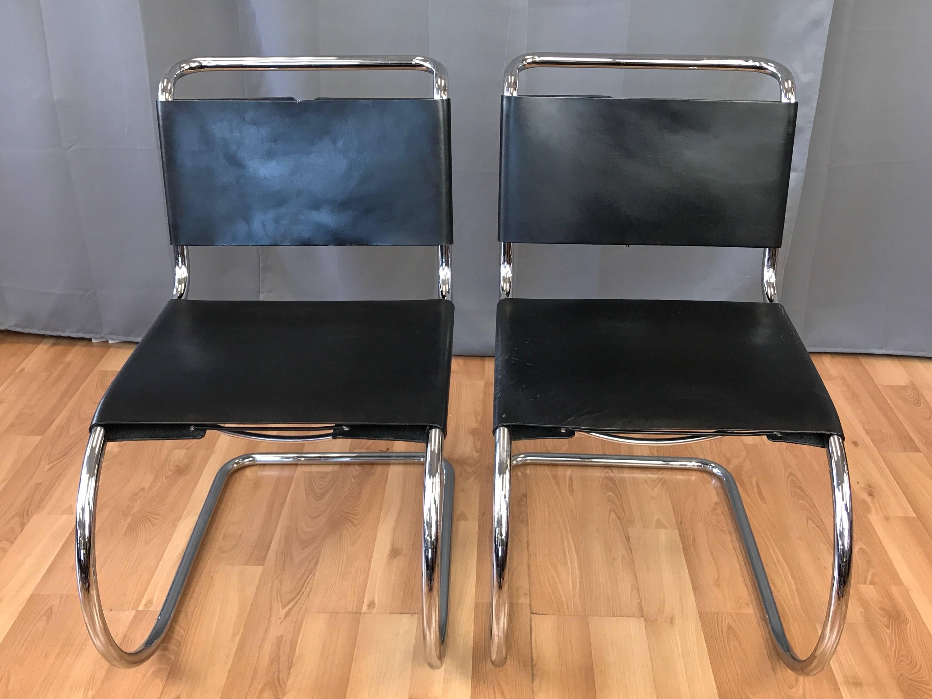 Paire de chaises d'appoint vintage Mies van der Rohe MR par Stendig 2