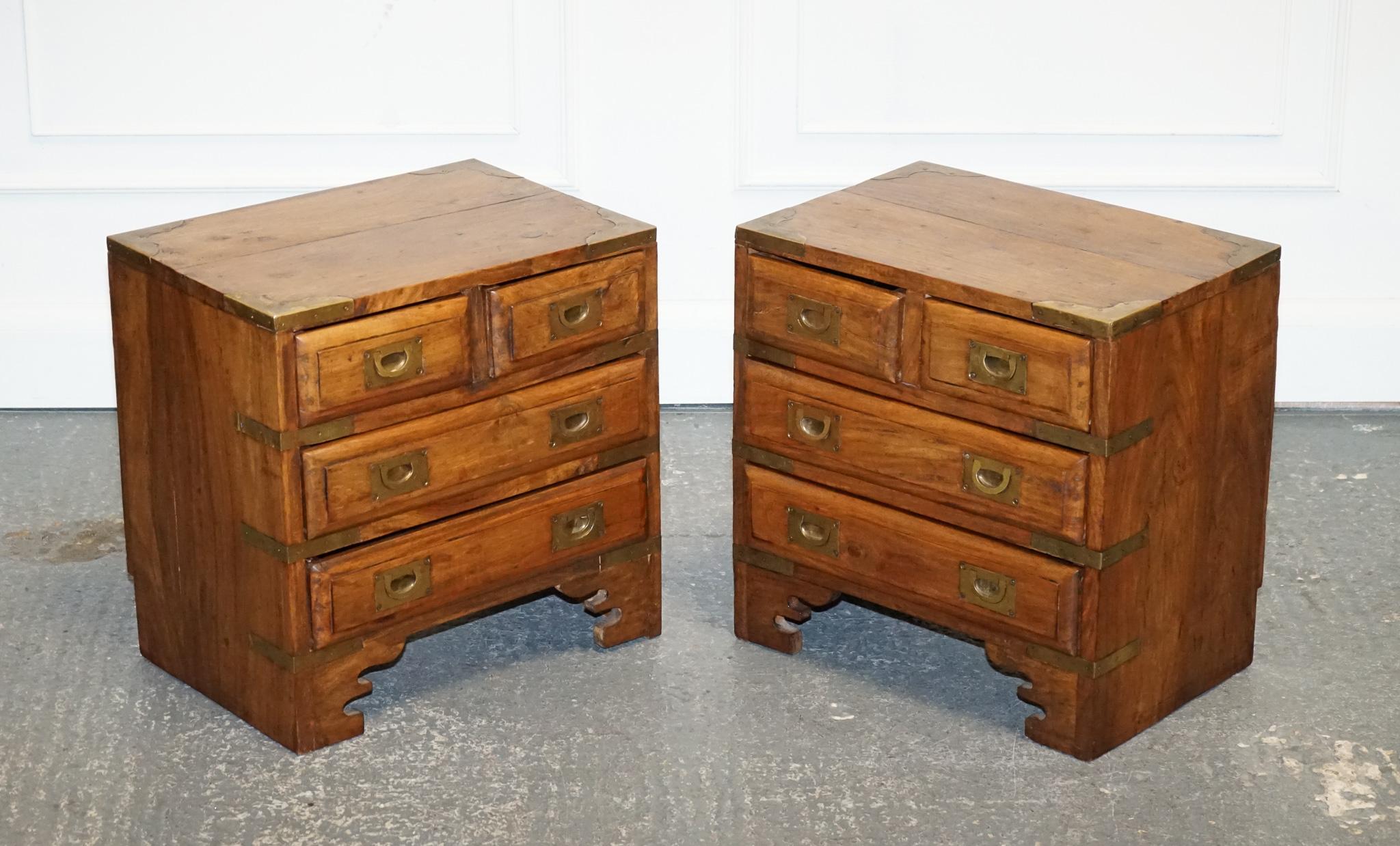 Antiques of London

We are delighted to offer for sale This pair of Vintage Military Campaign Bedside Tables

 Each piece features sturdy construction, complete with brass hardware and accents that enhance their beauty. Ideal for adding a touch of