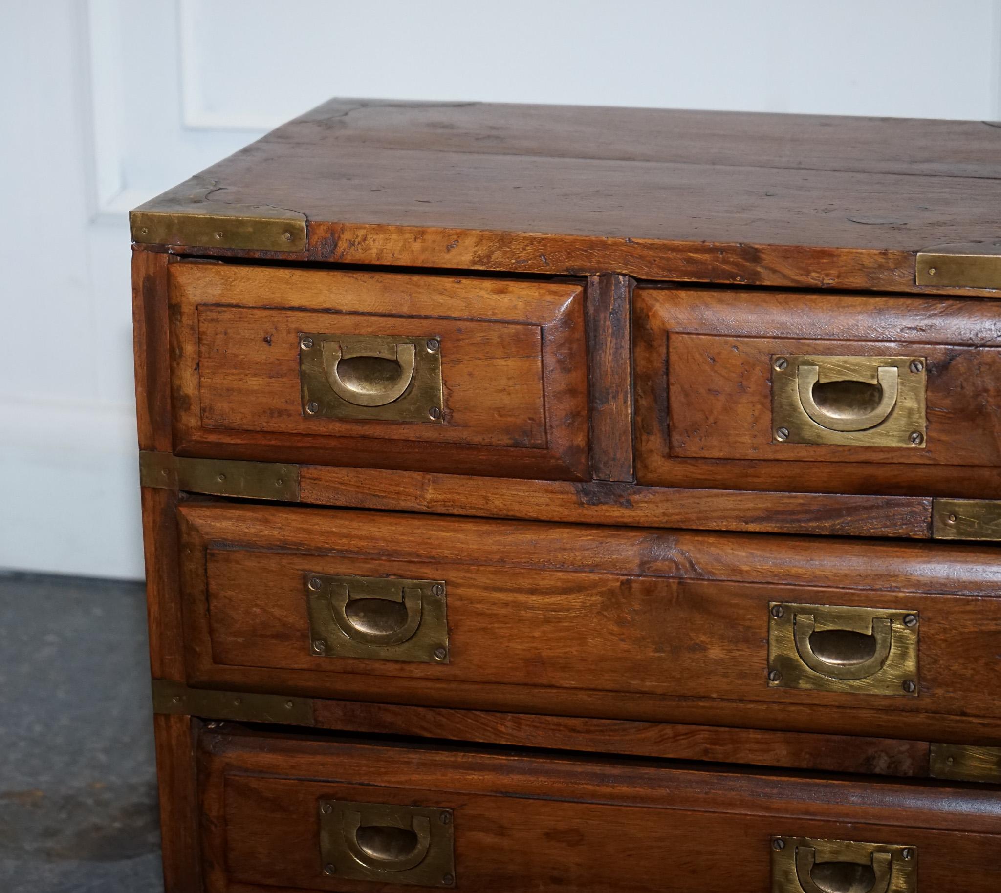 Hardwood PAIR OF VINTAGE MILITARY CAMPAIGN BEDSIDE TABLES BRASS NiGHTSTANDS For Sale