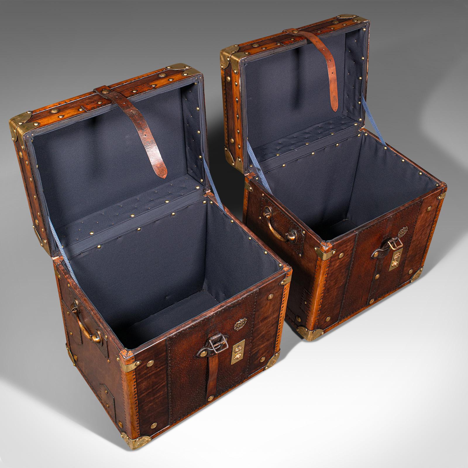 Pair of Vintage Military Campaign Cases, English, Leather, Luggage, Nightstands 3