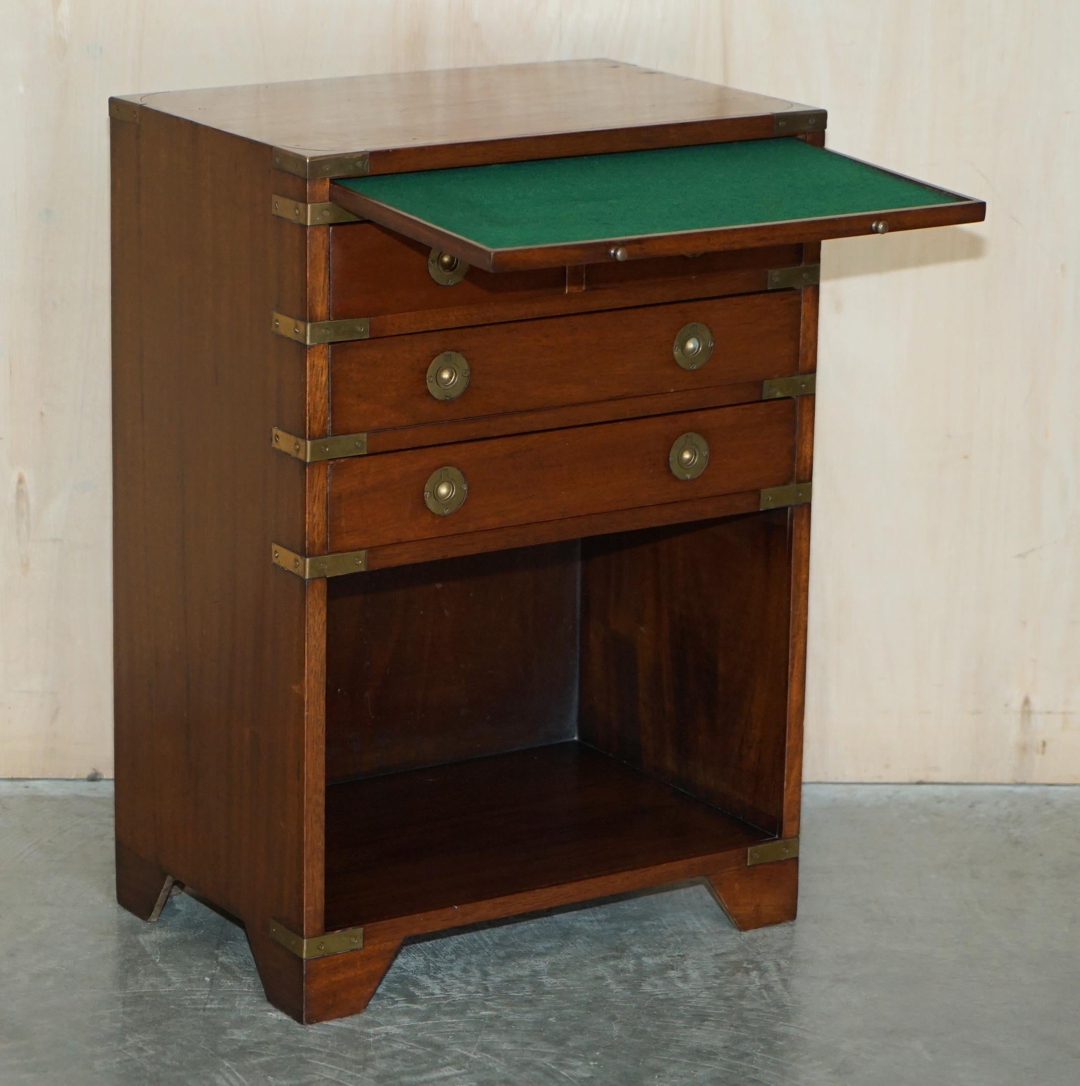 Pair of Vintage Military Campaign Side Table Drawers with Butlers Serving Tray 13