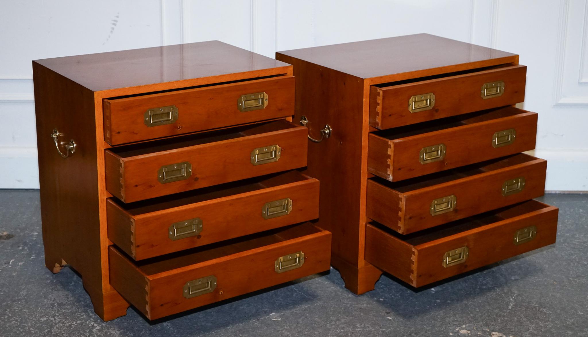 Antiques of London

We are delighted to offer for sale this Pair of Vintage Military Campaign Yew Wood Chest Of Drawers.

A beautiful set, with some cosmetic wear as you would find with any vintage or antique item.


Please carefully examine the