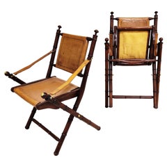 Pair of Vintage Military Leather Campaign Chairs, 1960s