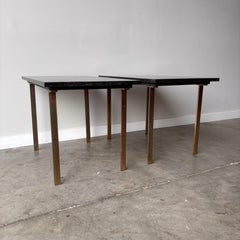 Coppia di tavolini minimalisti vintage - ottone e granito