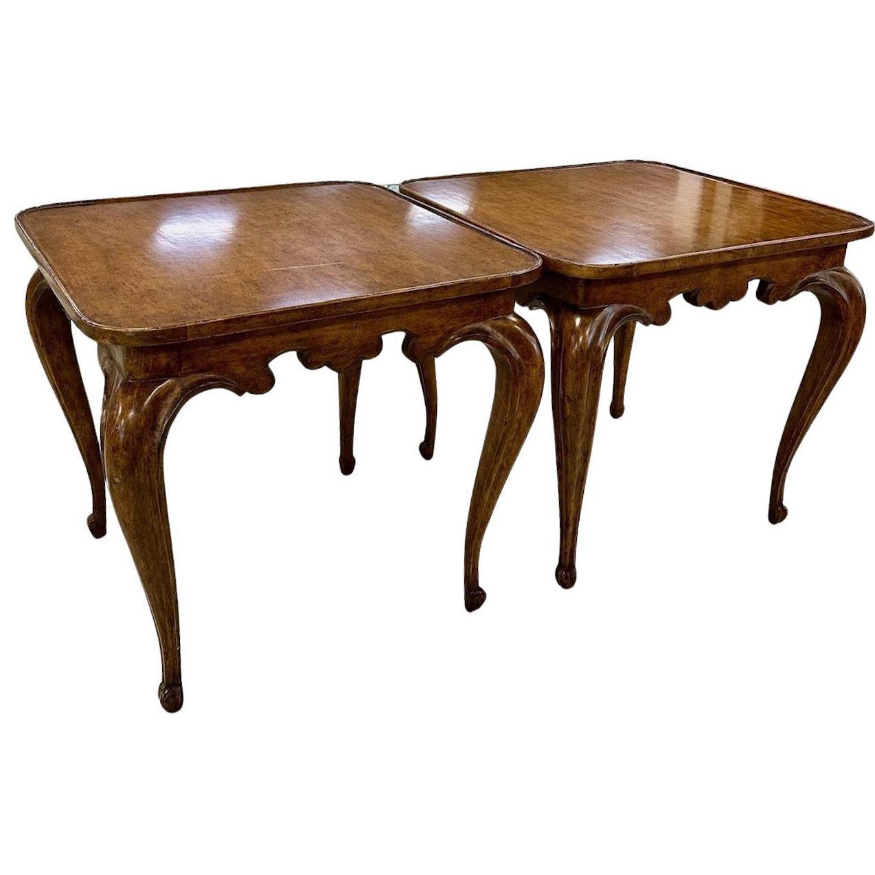 Pair of Vintage Minton Spidell Louis XV Style Carved Walnut Tables For Sale 8