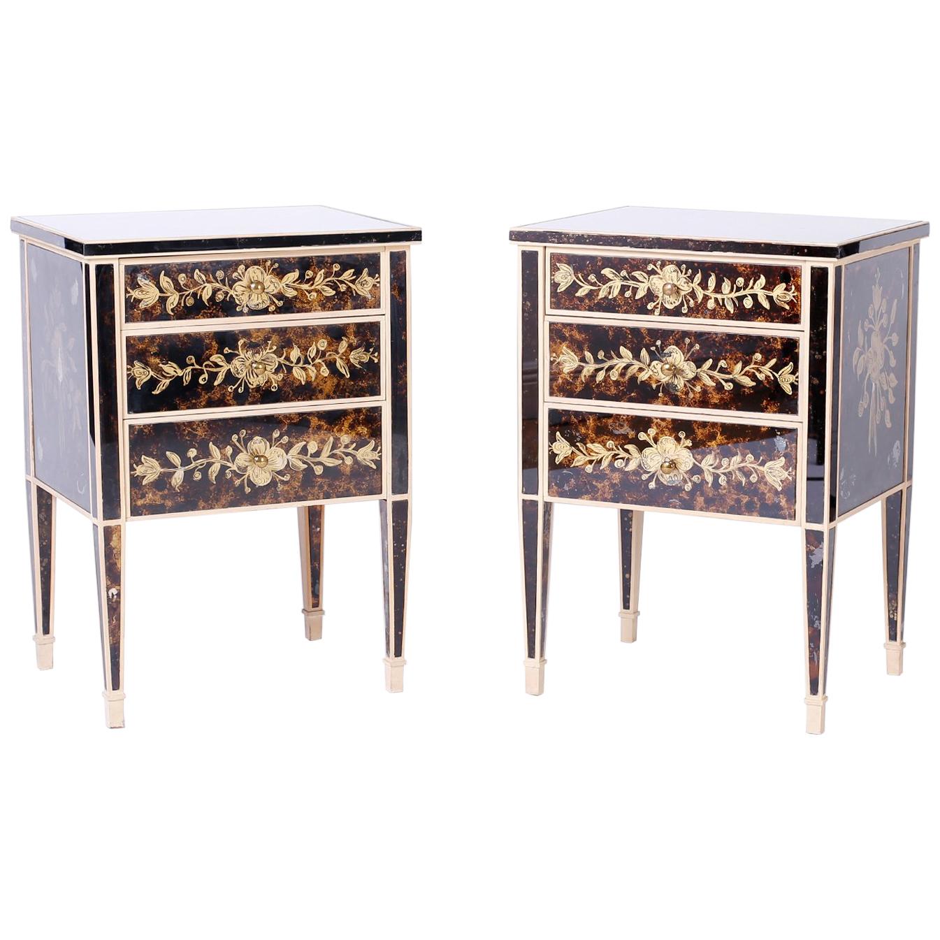 Pair of Vintage Mirrored Nightstands or End Tables at 1stDibs