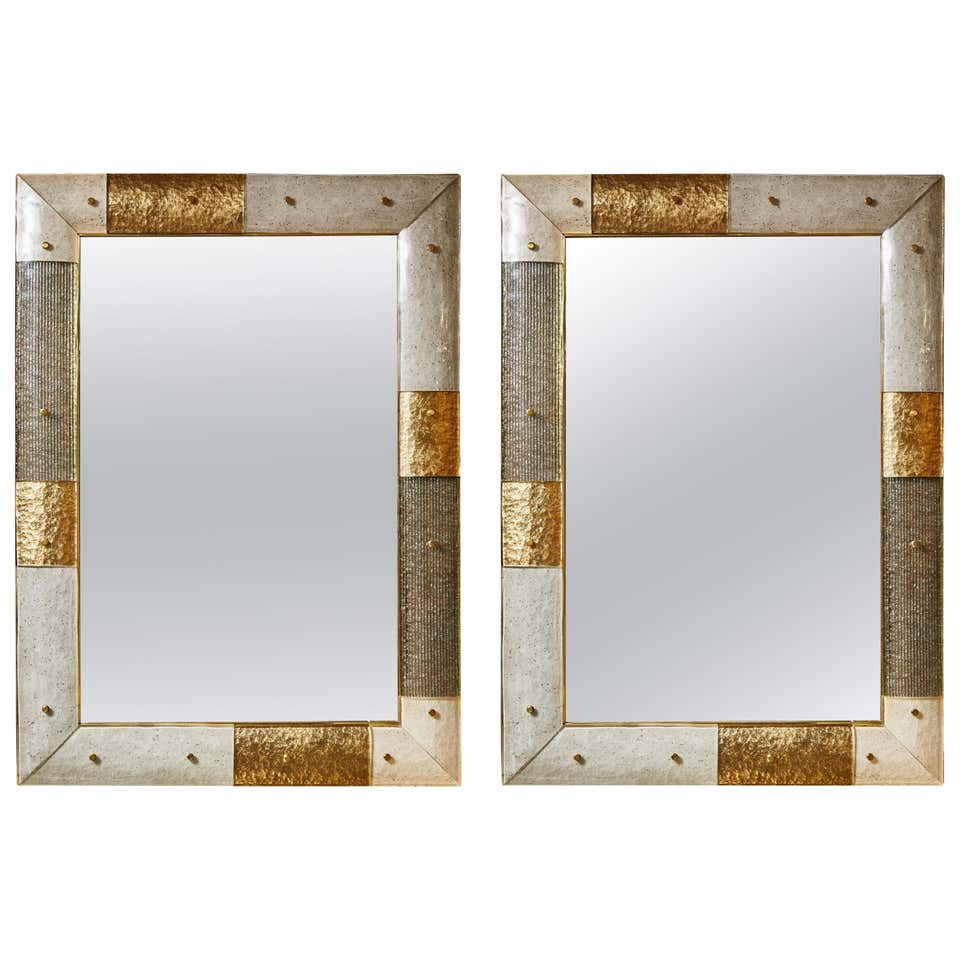 Pair Of Vintage Mirrors In Murano Glass At 1stdibs