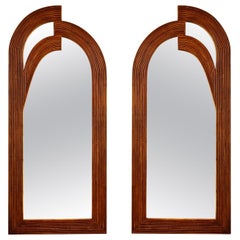 Pair of Vintage Mirrors in Rattan, France, 1980s