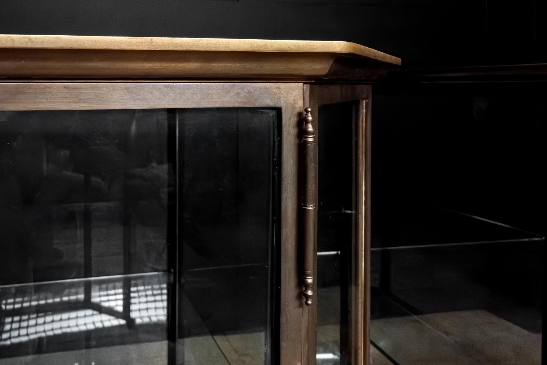 Art Nouveau Pair of vintage mitre cornered display cabinets For Sale