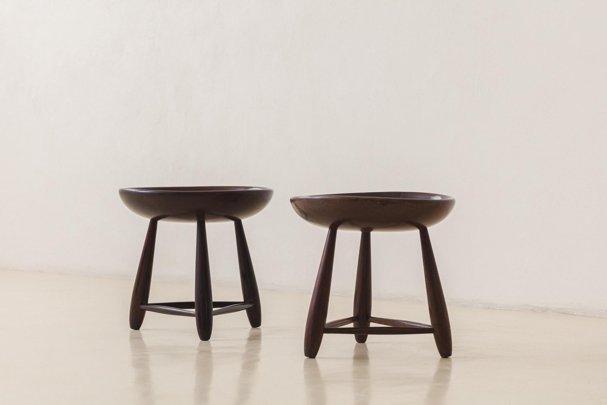 20th Century Pair of Vintage Mocho Stools by Sergio Rodrigues, Brazilian Mid-Century, 1954