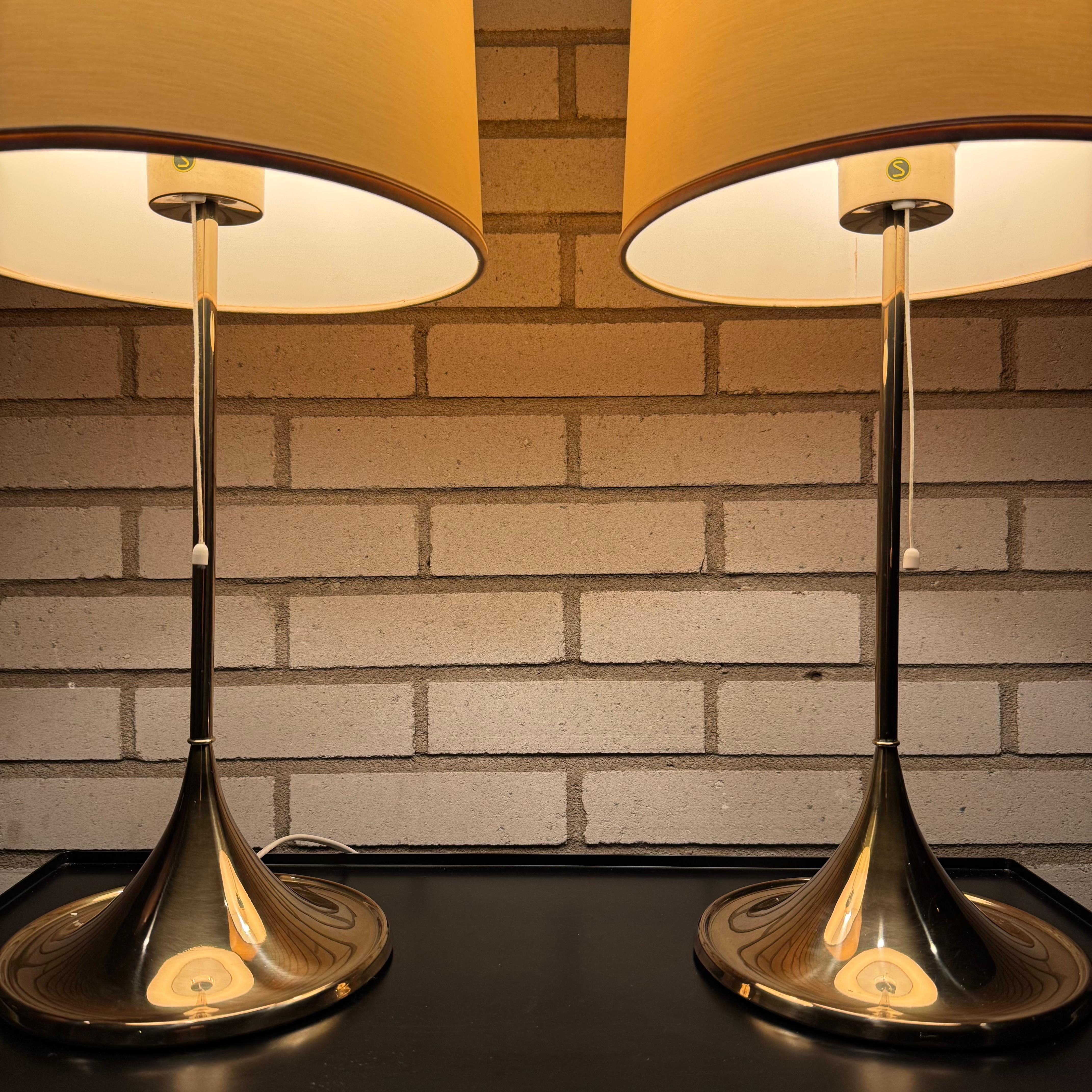 Brass Pair of Vintage Model B-024 Table Lamp from Bergbom, 1960s