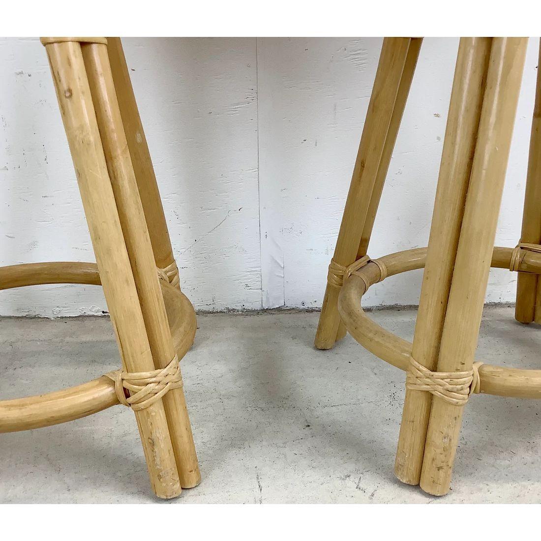 Pair of Vintage Modern Bamboo Barstools In Good Condition For Sale In Trenton, NJ