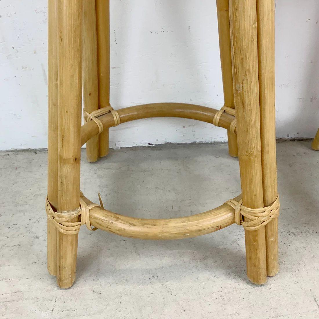 Pair of Vintage Modern Bamboo Barstools For Sale 1