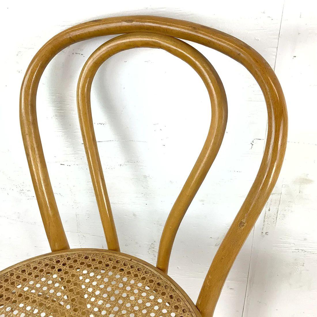 Pair of Vintage Modern Cane Seat Barstools For Sale 2