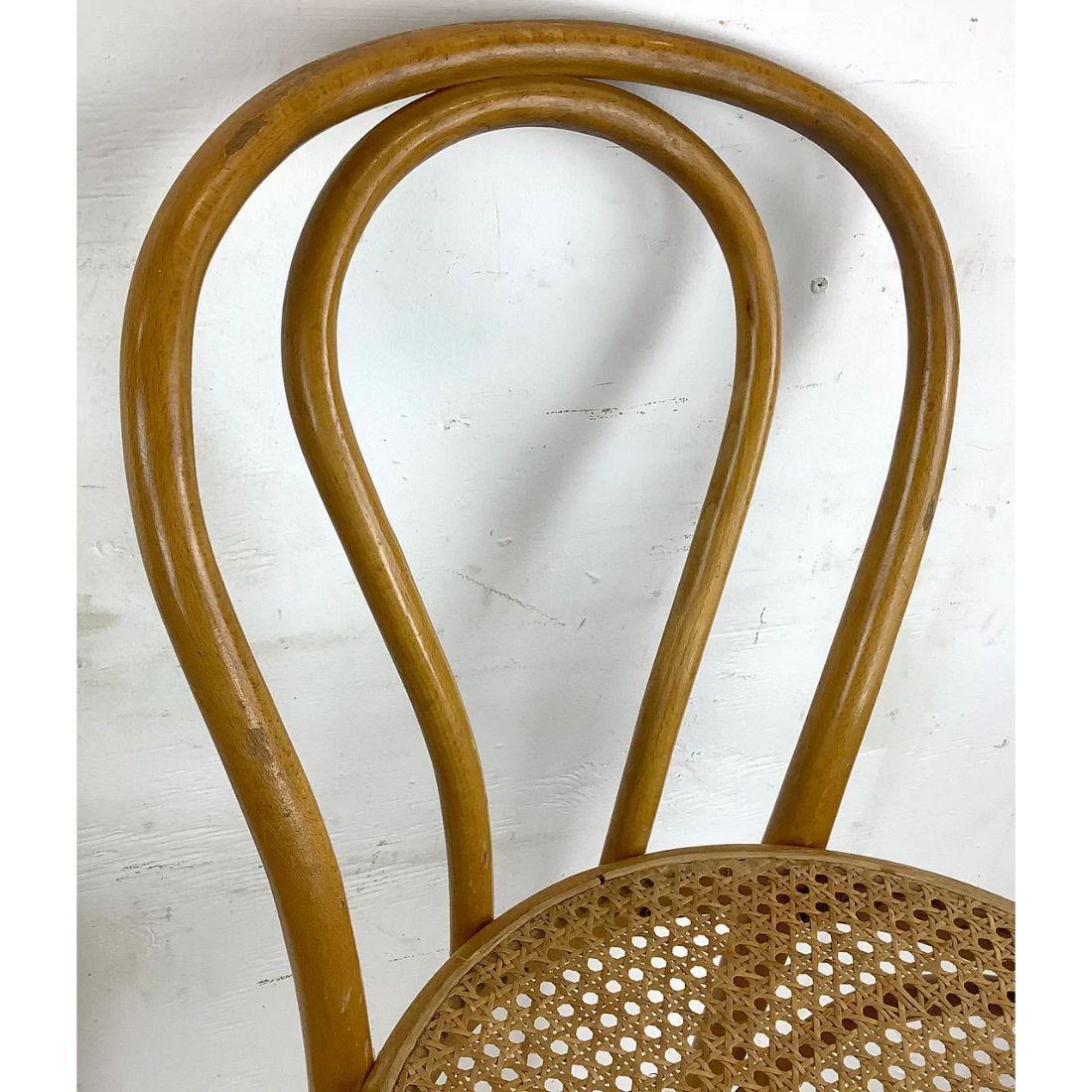 Pair of Vintage Modern Cane Seat Barstools For Sale 3