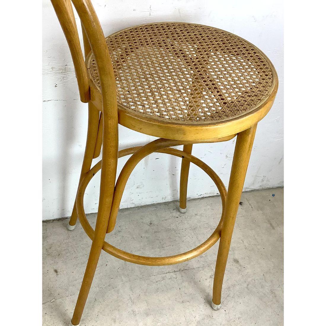 Pair of Vintage Modern Cane Seat Barstools For Sale 7