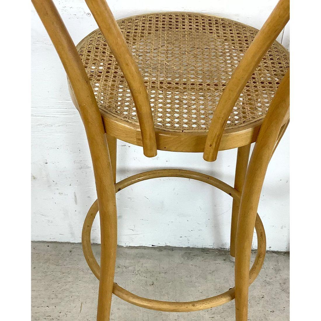 Pair of Vintage Modern Cane Seat Barstools For Sale 12