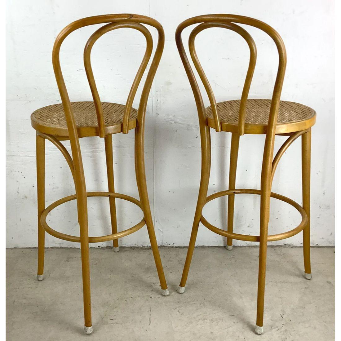 Other Pair of Vintage Modern Cane Seat Barstools For Sale