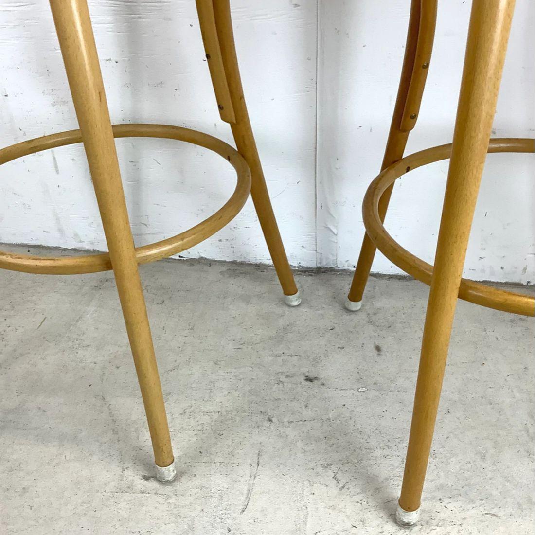 20th Century Pair of Vintage Modern Cane Seat Barstools For Sale