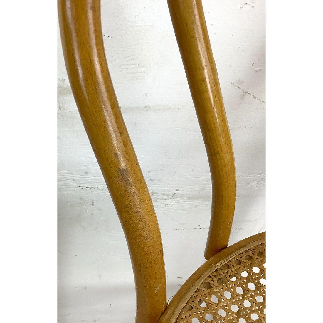 Pair of Vintage Modern Cane Seat Barstools For Sale 1