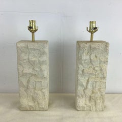 Vintage Modern Concrete Table Lamps, Textured Stone, Late 20th Century