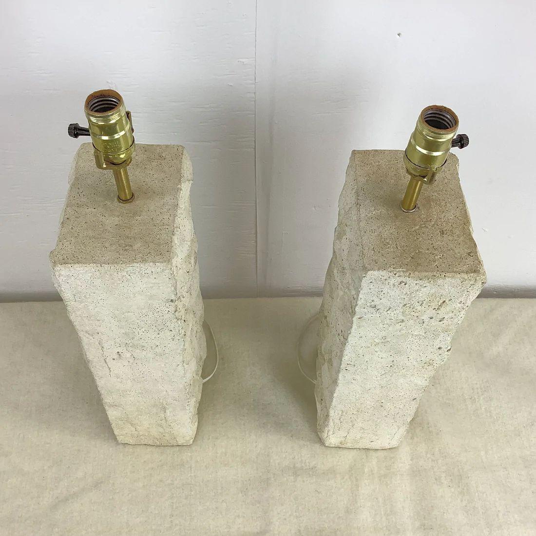 20th Century Pair of Vintage Modern Concrete Table Lamps For Sale