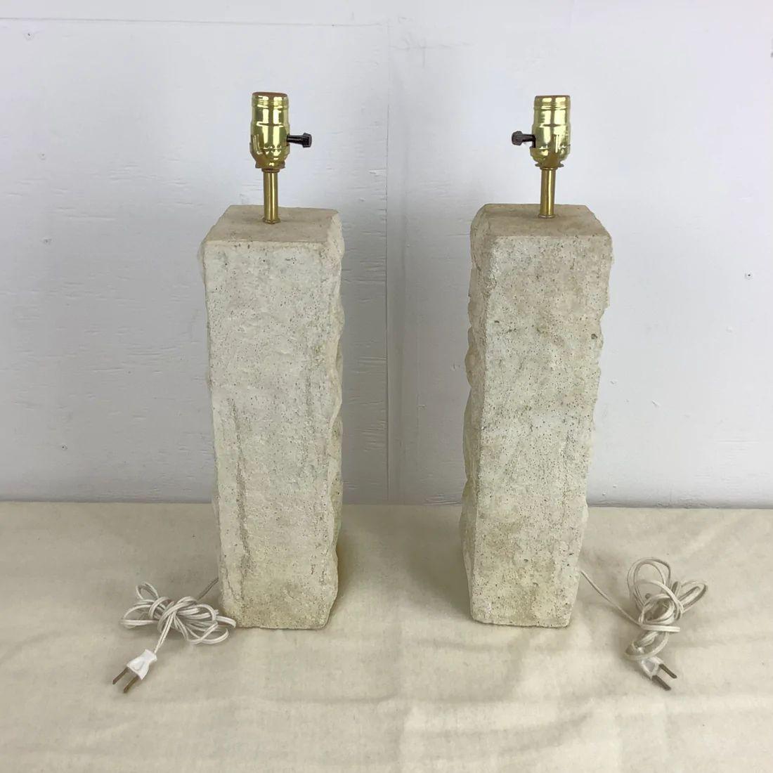 Pair of Vintage Modern Concrete Table Lamps For Sale 2